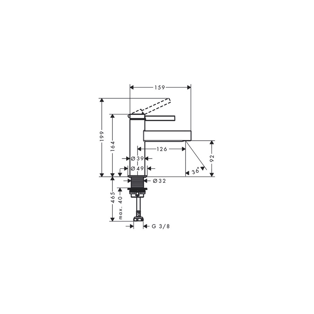 Robinet de lave-mains 100 eau froide sans tirette ni vidage Finoris   HANSGROHE 