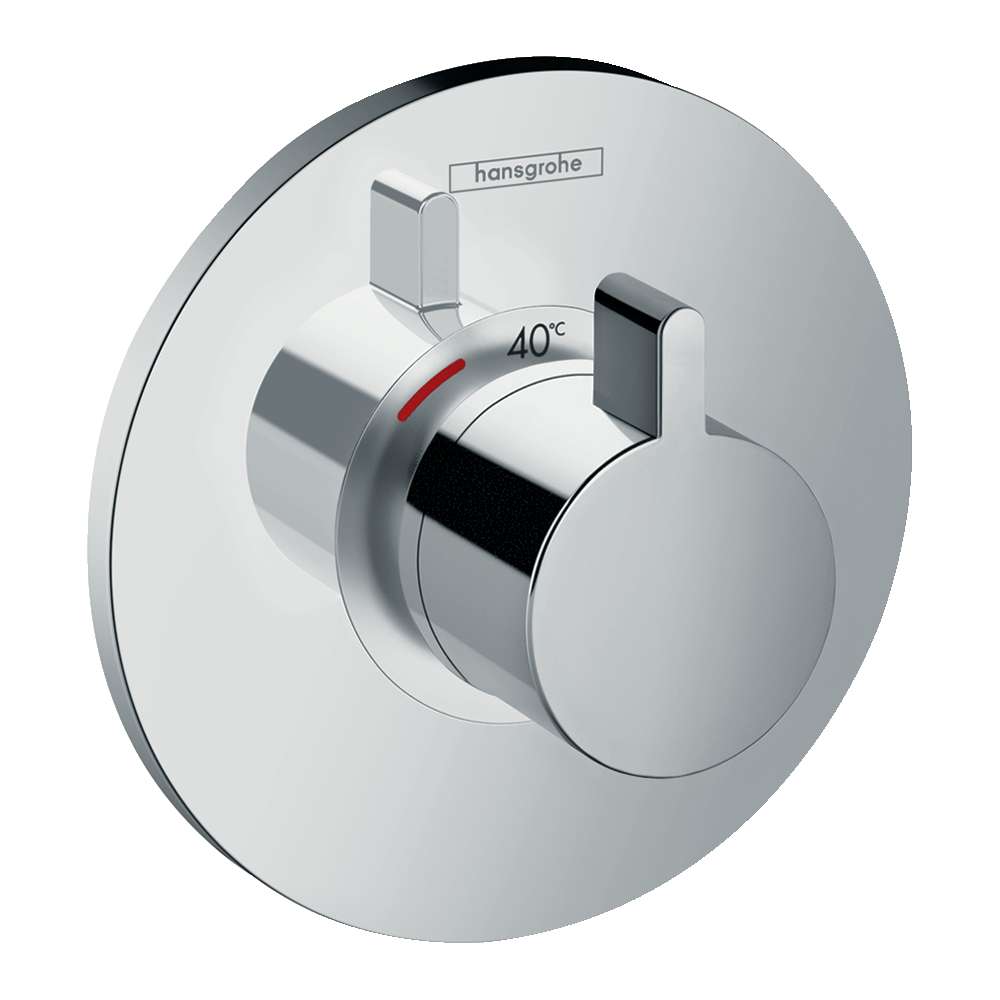 Facade pour mitigeur  thermostatique encastré Ecostat S haut débit chromé Hansgrohe avec corps encastré Ibox 15756000_01800180 |