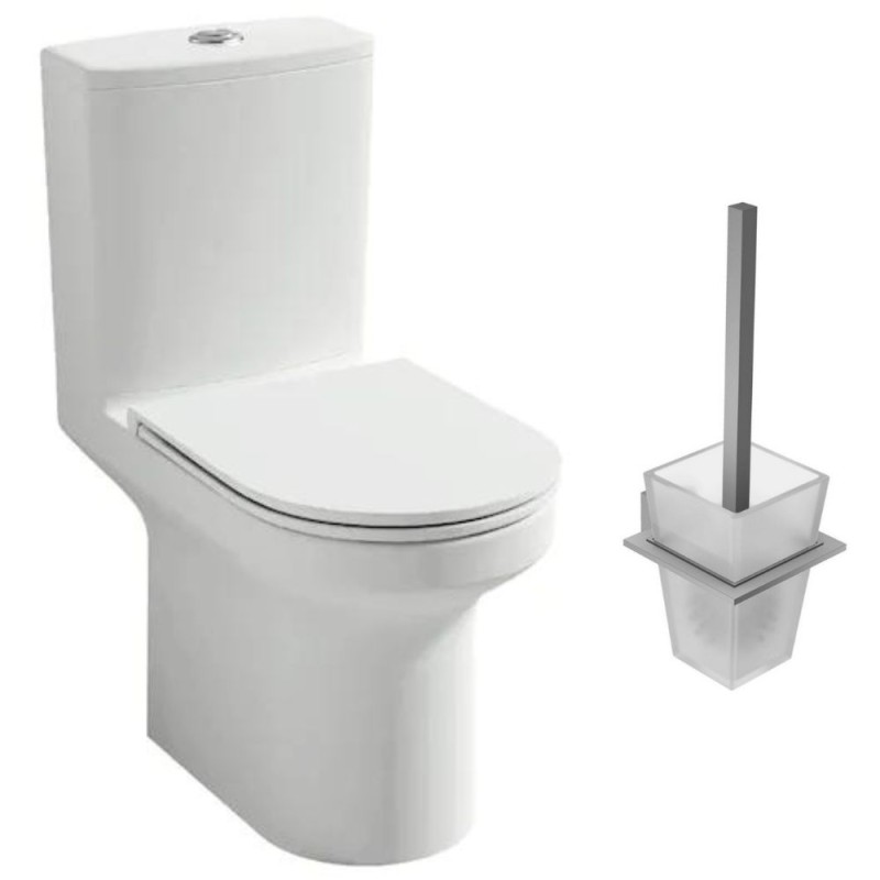 Pack WC au sol blanc JACOB DELAFON sans bride Elite avec abattant extraplat fermeture douce avec porte-balai moderne E29723-00_E
