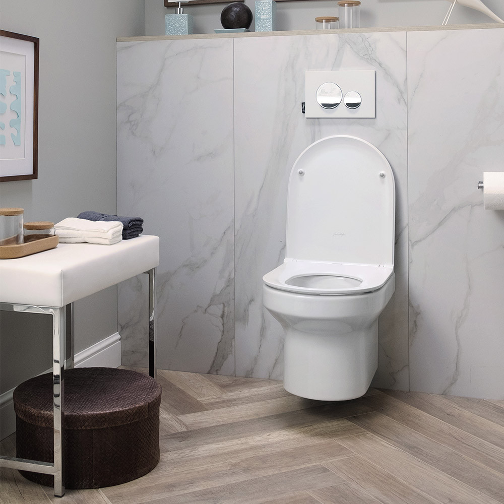 WC suspendu sans bride JACOB DELAFON Elite + bâti-support GROHE + accessoires