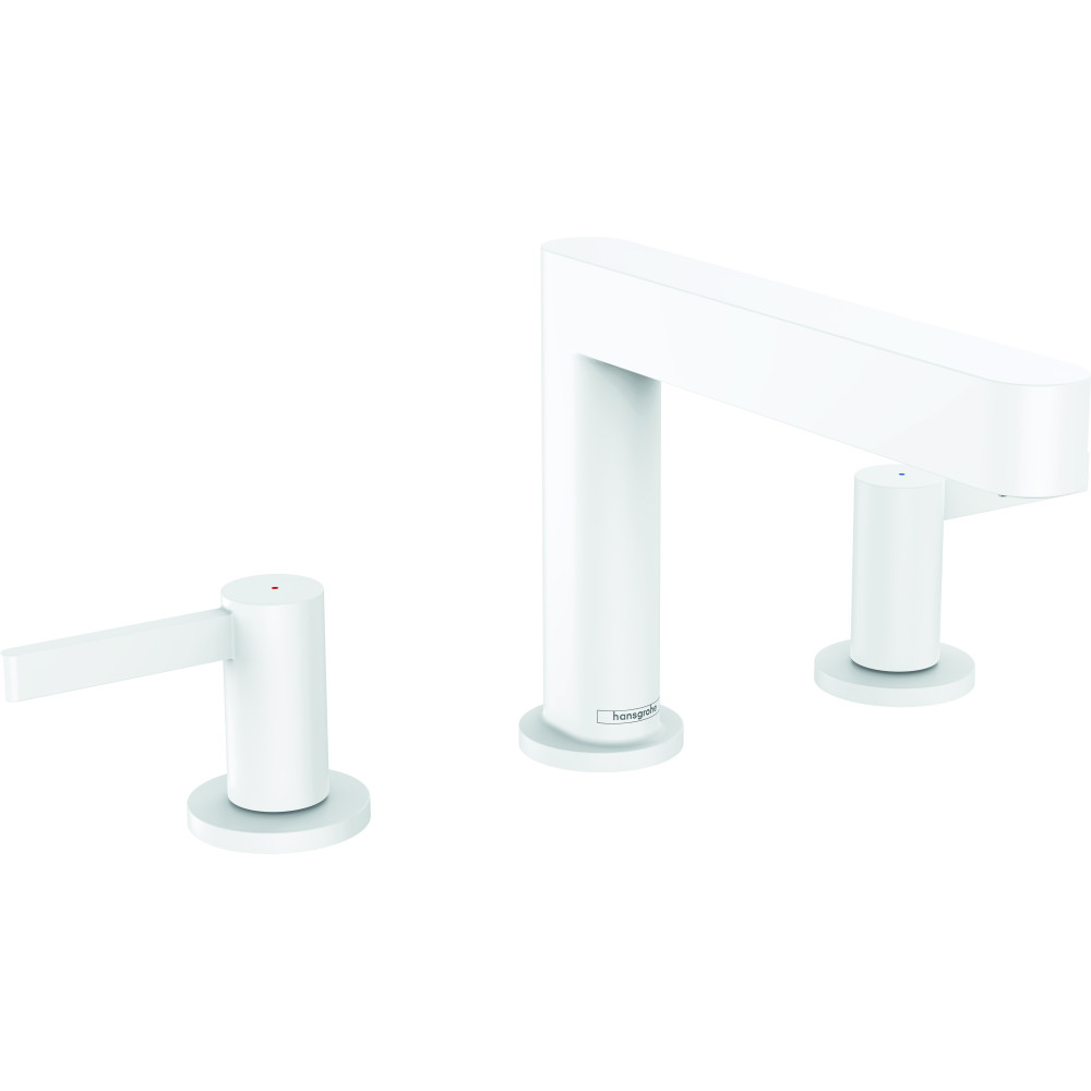 Lot de deux mélangeur lavabo 3 trous 110, bonde Push-Open blanc mat Finoris HANSGROHE 76033700_76033700 | Batinea