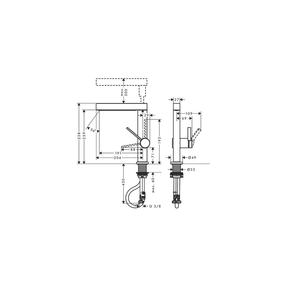 Lot de deux mitigeurs lavabo 230 avec douchette extractible 2jet, bonde Push-Open blanc mat Finoris HANSGROHE 76063670_76063670 
