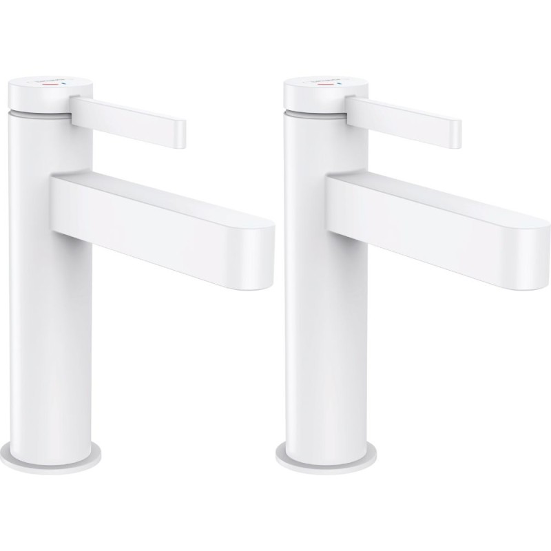 Lot de deux mitigeurs lavabo 110 CoolStart, bonde Push-Open blanc mat Finoris HANSGROHE 76024700_76024700 | Batinea
