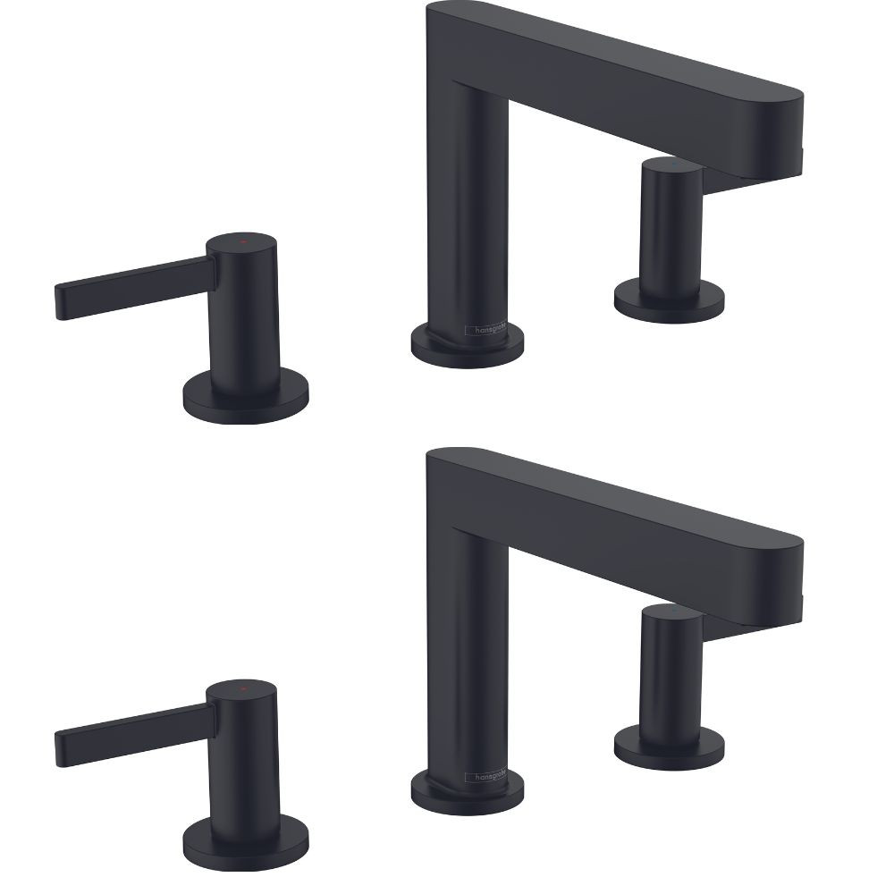 Lot de deux mélangeur lavabo 3 trous 110, bonde Push-Open noir mat Finoris HANSGROHE 76033670_76033670 | Batinea