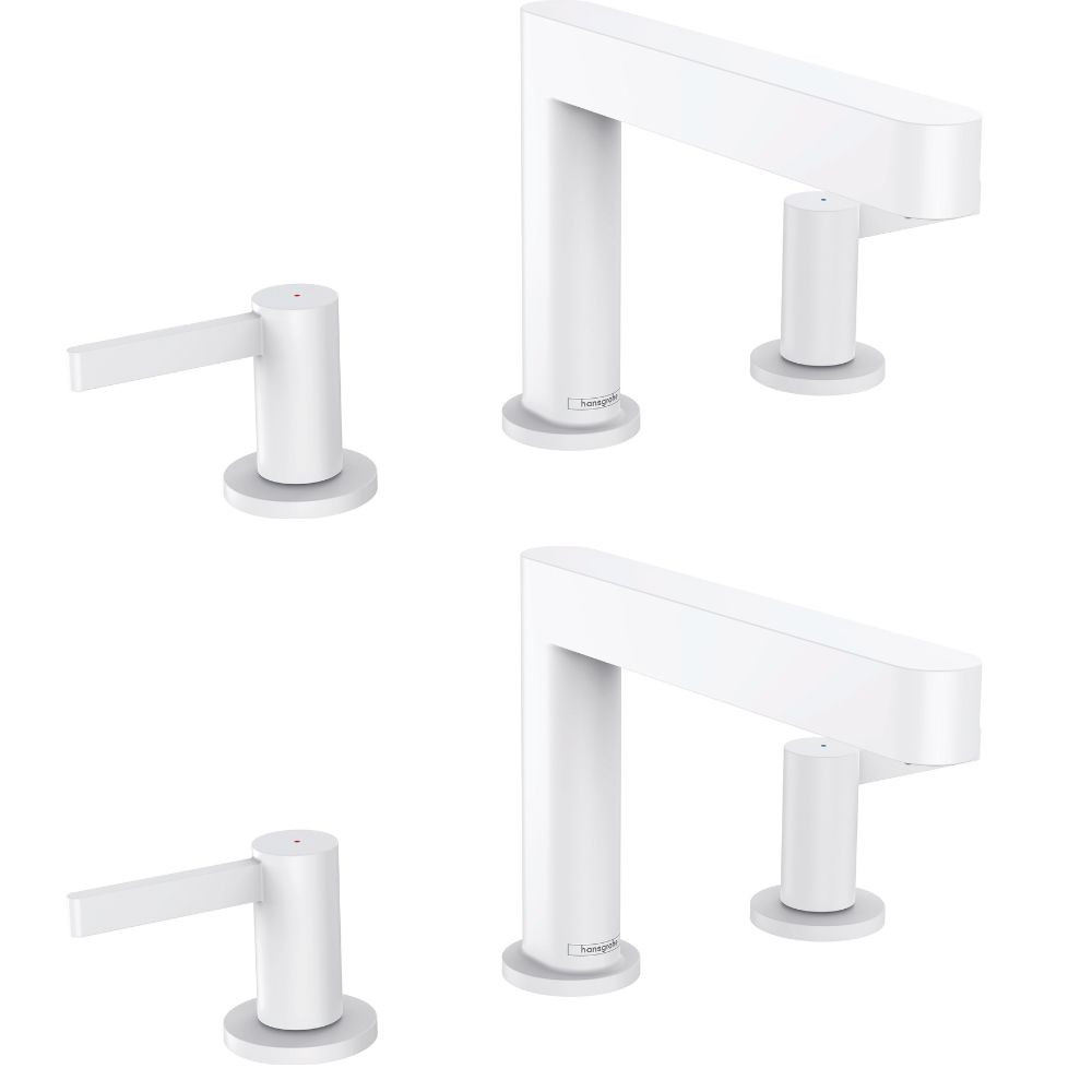 Lot de deux mélangeur lavabo 3 trous 110, bonde Push-Open blanc mat Finoris HANSGROHE 76033700_76033700 | Batinea