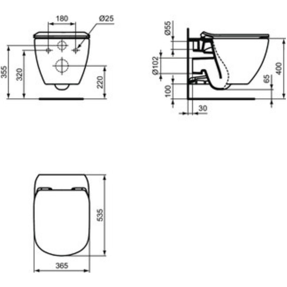 WC suspendu IDEAL STANDARD Tesi Aquablade avec abattant T354601