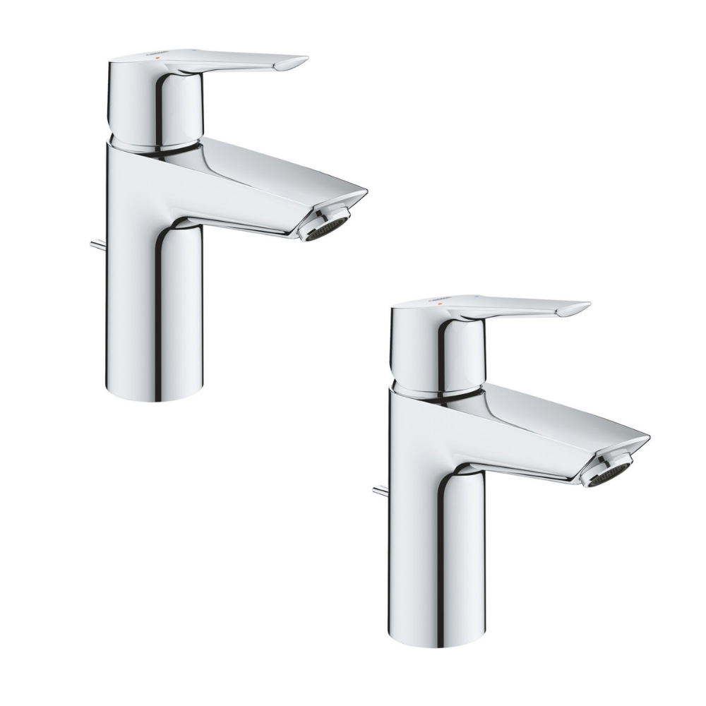 Lot de 2 mitigeurs de lavabo Grohe Start 2021 avec vidage chrome taille S | Batinea