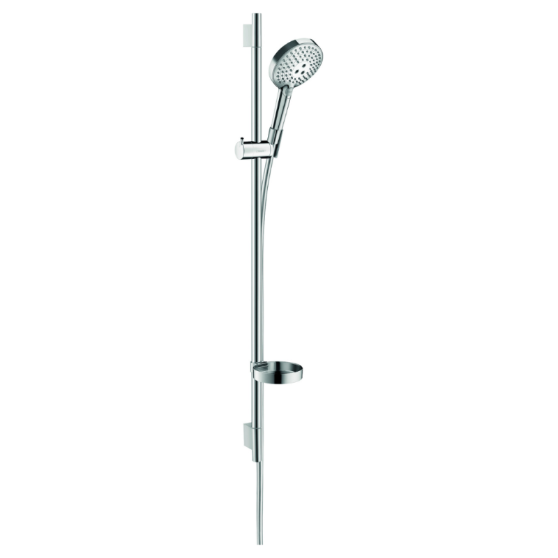 Set de douche 120 3jet PowderRain avec barre Unica'S puro 90 cm et porte-savon chromé Hansgrohe Raindance Select S 27667000 |Bat