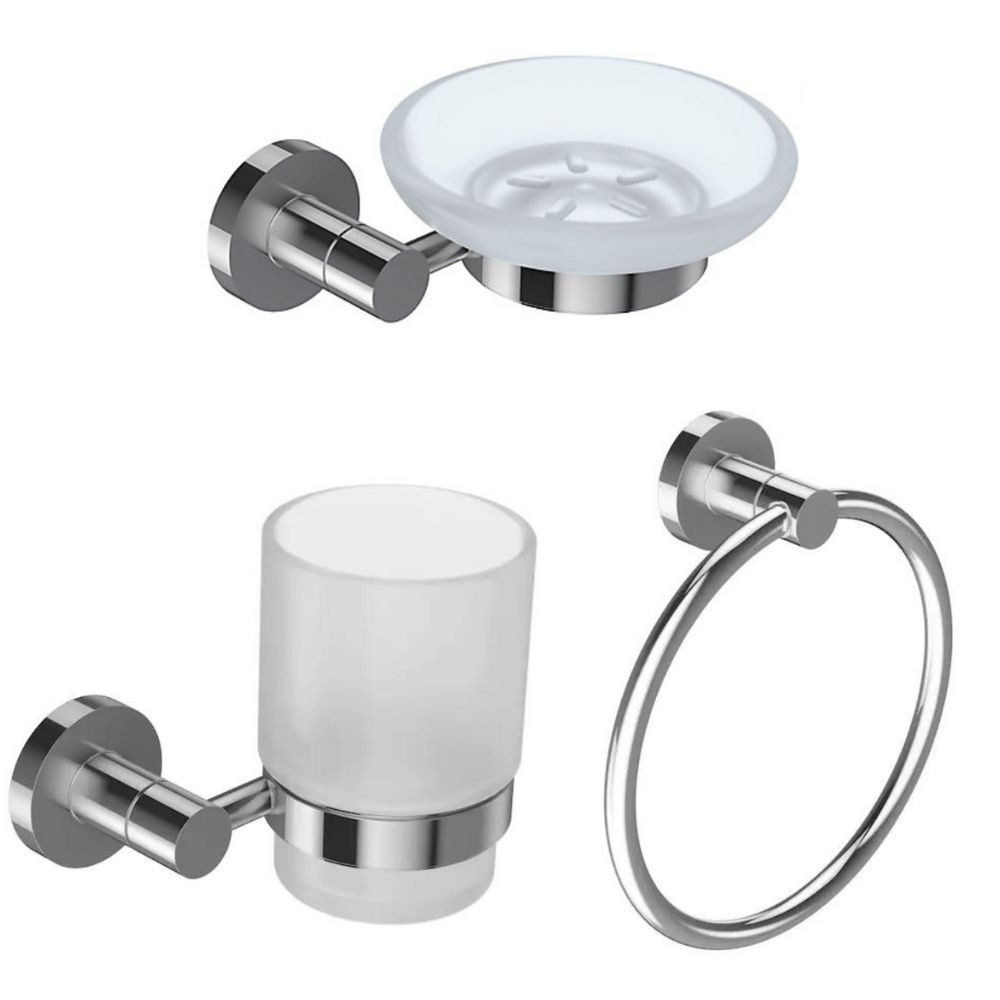 Porte savon + Porte-gobelet + Anneau porte-serviettes Jacob Delafon Chromé | Batinea