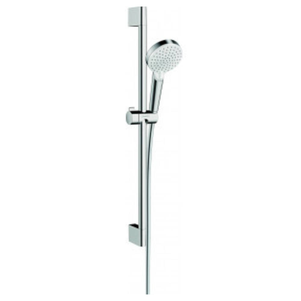 Set de douche Vario Green 6 l/min avec barre Unica'Croma 65 cm blanc/chromé Hansgrohe Crometta 26555400 |Batinea