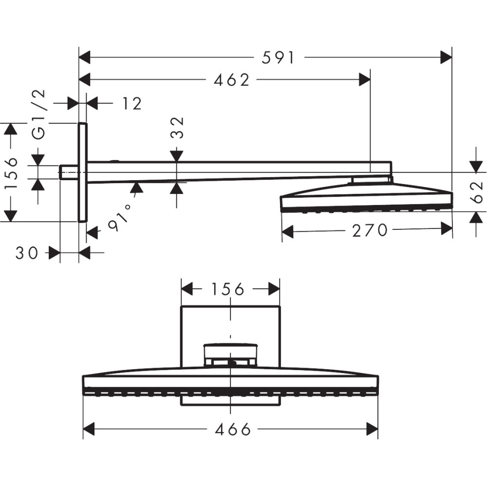 Douche de tête + Facade Mtg encastré 2 fx + cp encast universel Ibox + Douchette 3 jets  + Flexible de douche + Coude de raccord