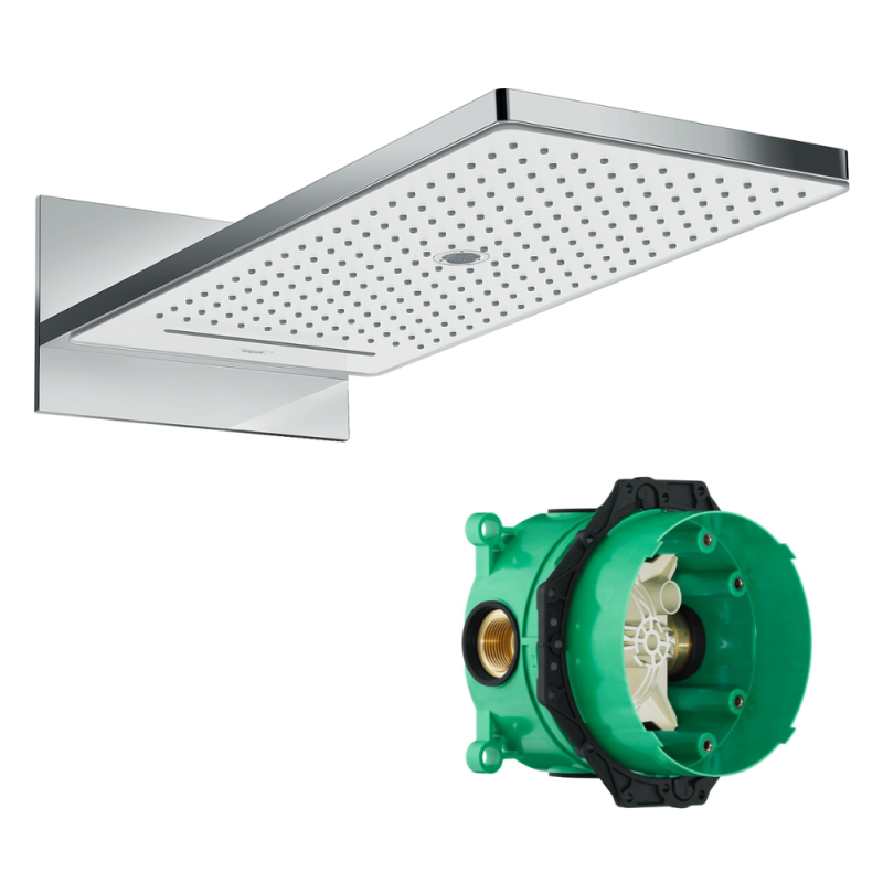 Douche de tête 580 3jet blanc/chromé + Corps encastré universel pour robterie Ibox + | Batinea