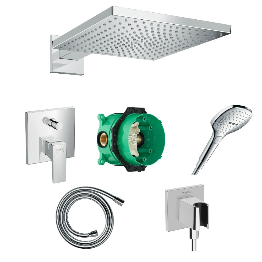 26238000_32545000_01800180_26520000_28272000_26889000     Lot douche de tête HANSGROHE Raindance E avec façade mitigeur bain/dou