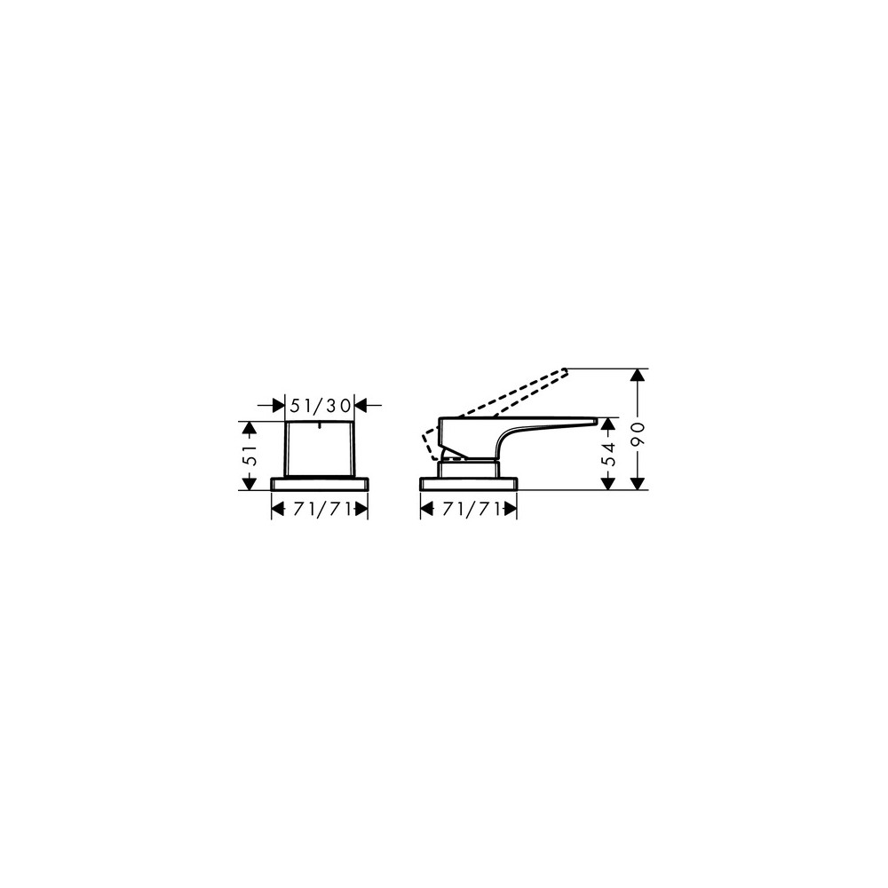 Mitigeur de baignoire 2 trous poignée manette chromé Hansgrohe 32548000 | Batinea