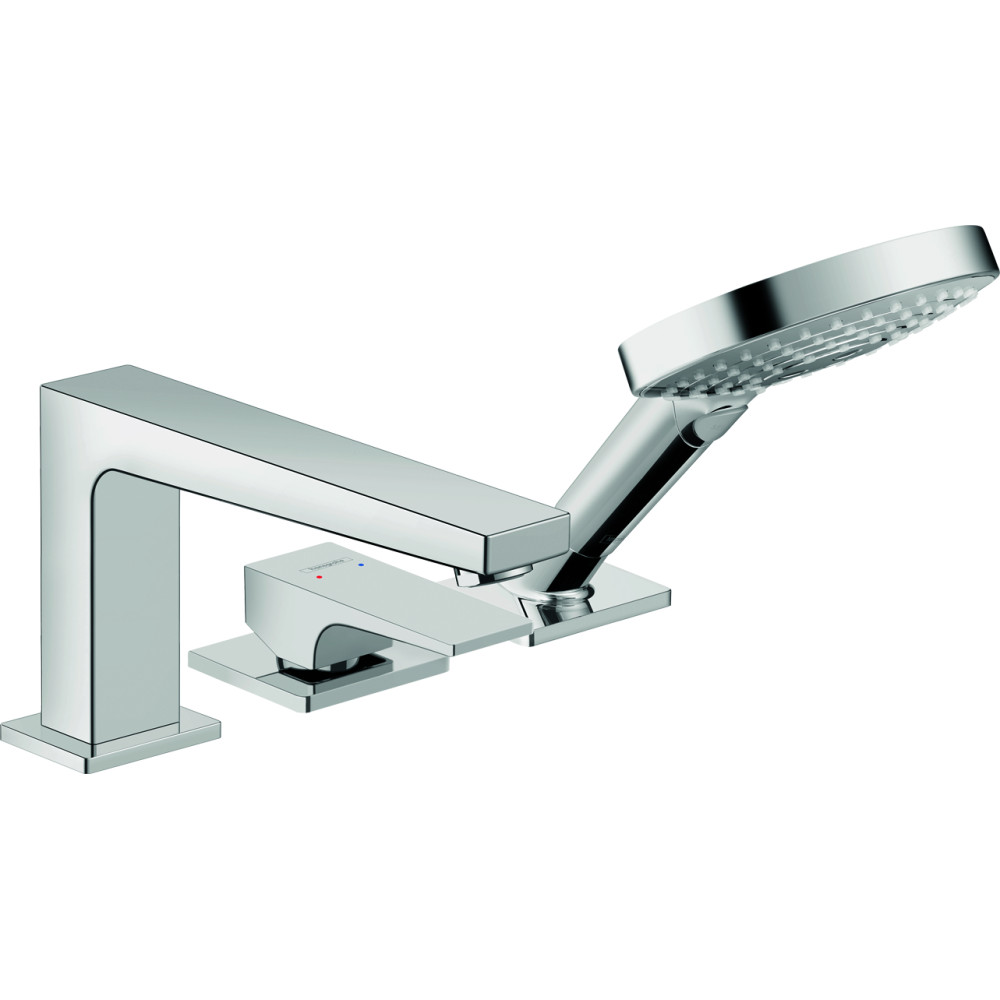 Set de finition mitigeur 3 trous pour montage sur bord de baignoire sans Secuflex, poignée manette chromé Hansgrohe 32551000 | B