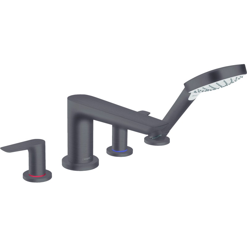 Set de finition Mélangeur 4 trous pour montage sur bord de baignoire noir chromé brossé Hansgrohe 71748340 | Batinea