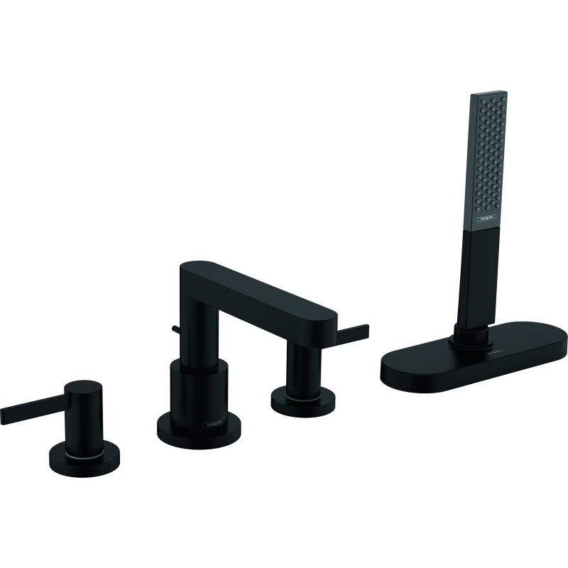 Set de finition mélangeur 4 trous pour montage sur bord de baignoire avec sBox noir mat Hansgrohe 76444670 | Batinea