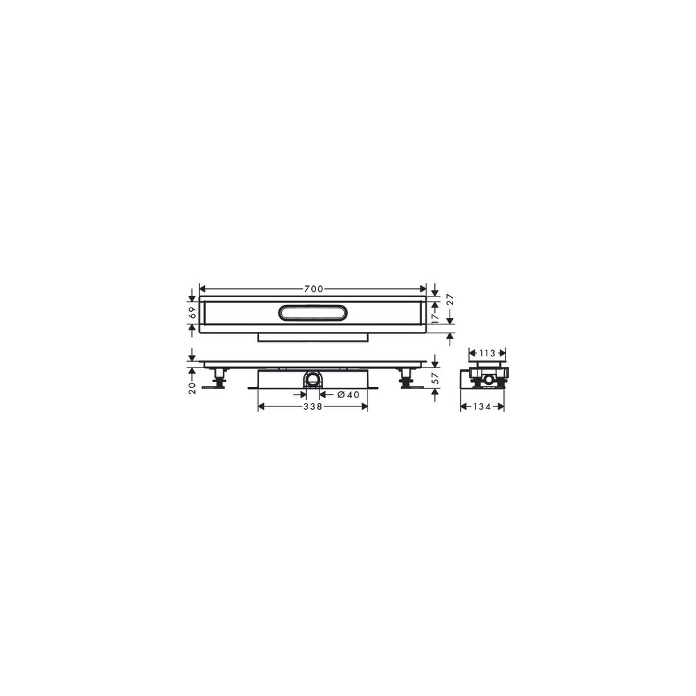 Set complet HANSGROHE pour installation à plat - 70 cm pour caniveaux de douche linéaires à carreler  56017180 | Batinea