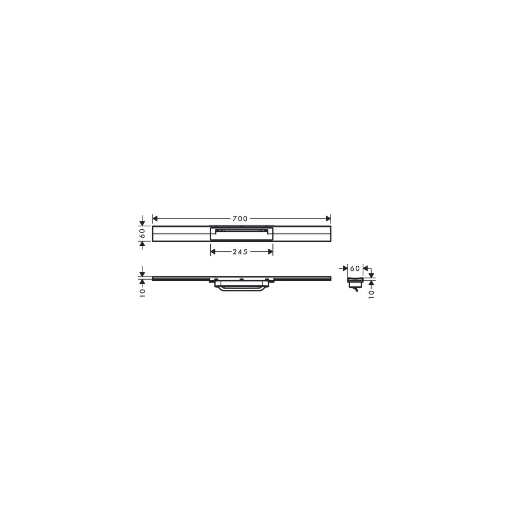 Caniveau de douche HANSGROHE linéaire 70 cm découpable pour montage libre acier inox 56043800 | Batinea