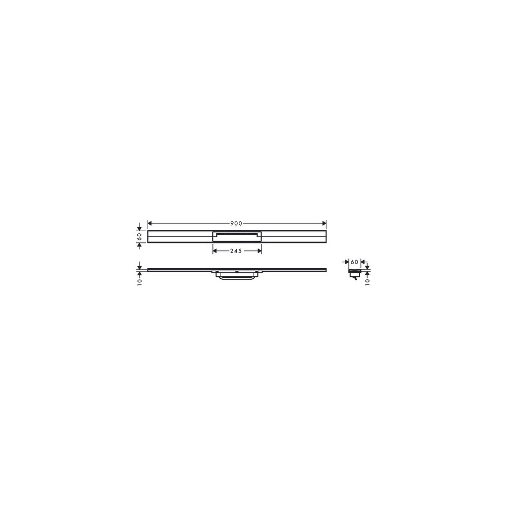 Caniveau de douche HANSGROHE linéaire 90 cm découpable pour montage libre acier inox 56045800 | Batinea