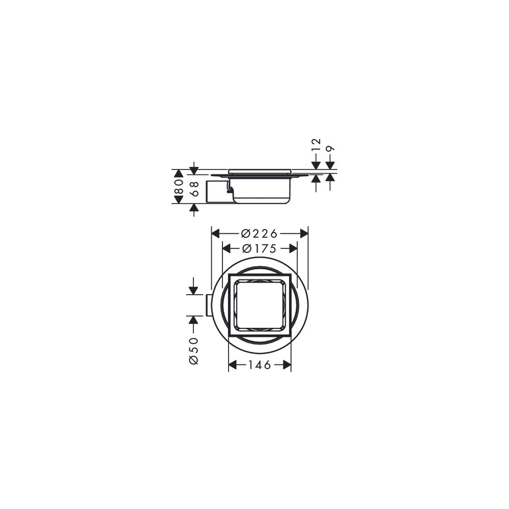 Siphon de douche 15 x 15 cm acier inox 56055800 | Batinea