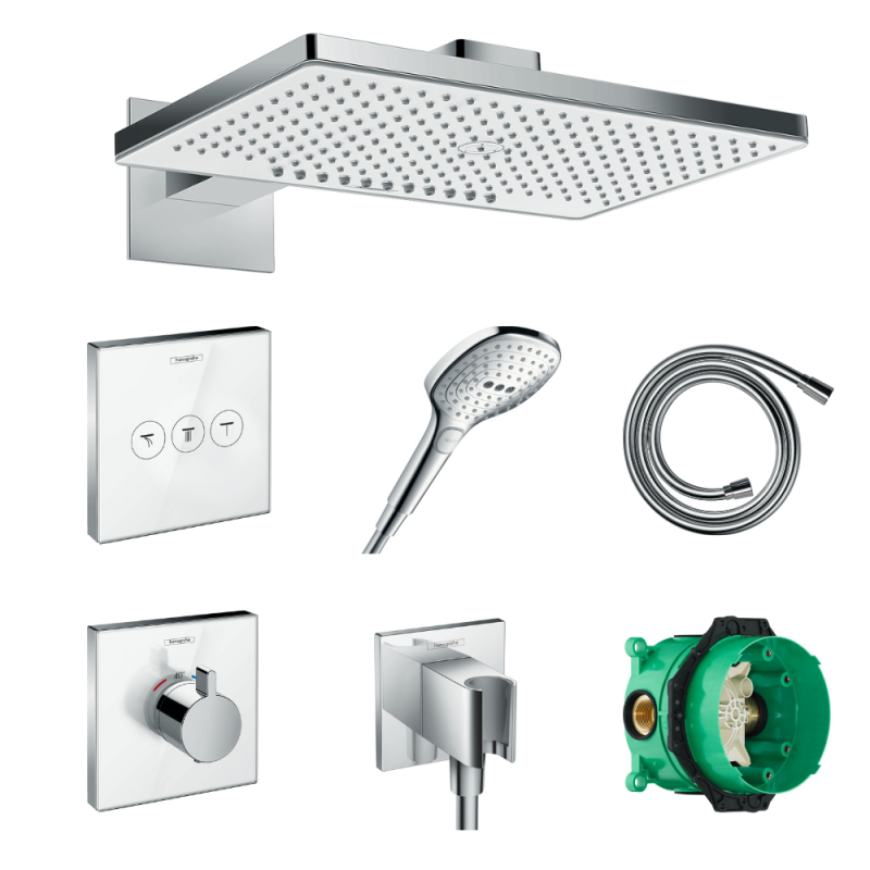 Lot robinet douche encastré thermostatique HANSGROHE + Douche de tête Rainmaker | Batinea