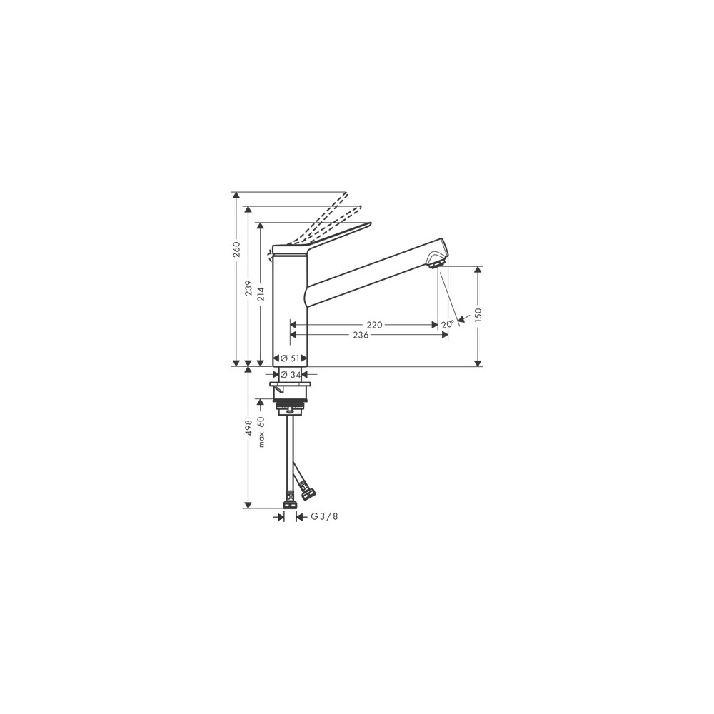 Mitigeur évier HANSGROHE 150 EcoSmart 1jet chromé 74813000 | Batinea