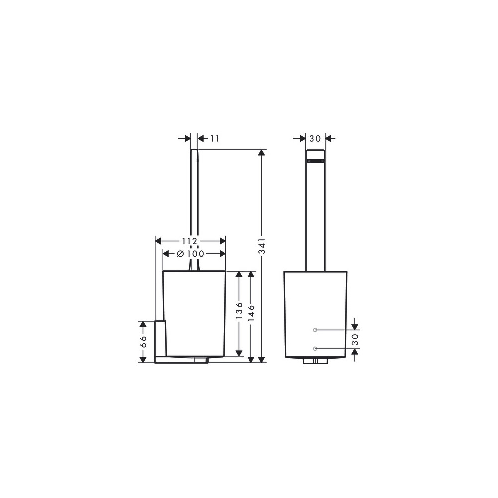 Porte-brosse HANSGROHE WC pour montage mural noir mat 27927670 | Batinea