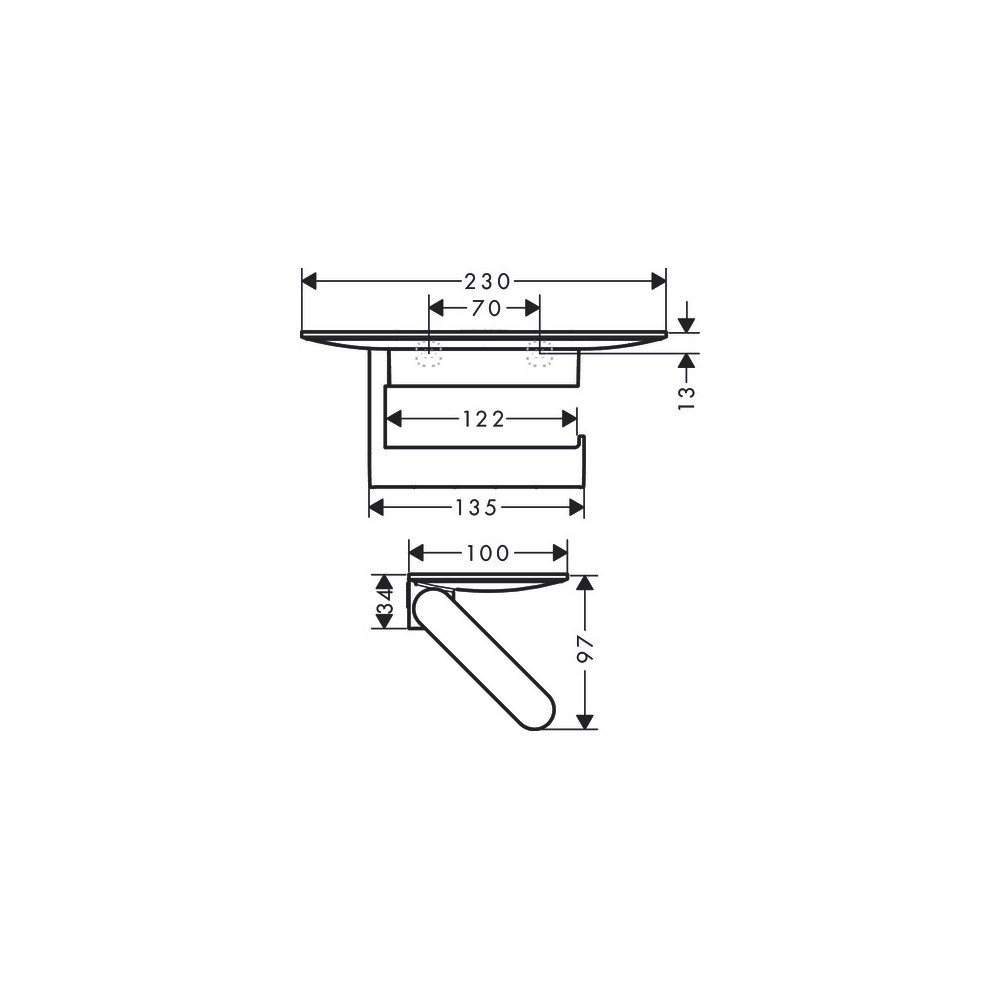 Porte-papier WC HANSGROHE avec tablette noir mat 27928670 | Batinea