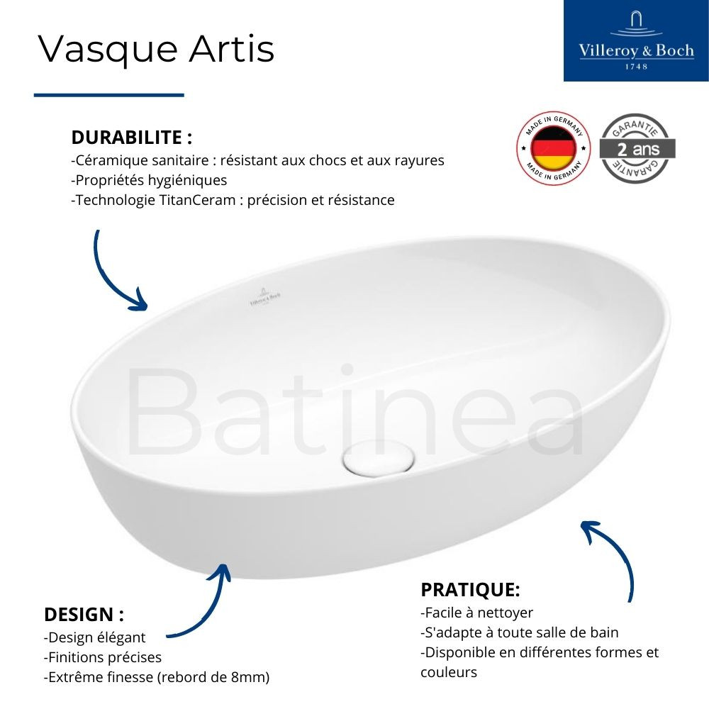 Lot de deux vasques carrées à poser VILLEROY ET BOCH Artis | Batinea