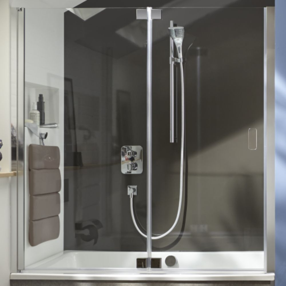 AMBIANCE Pare bain-douche 120 cm, à poser en niche, Chrome Jacob Delafon