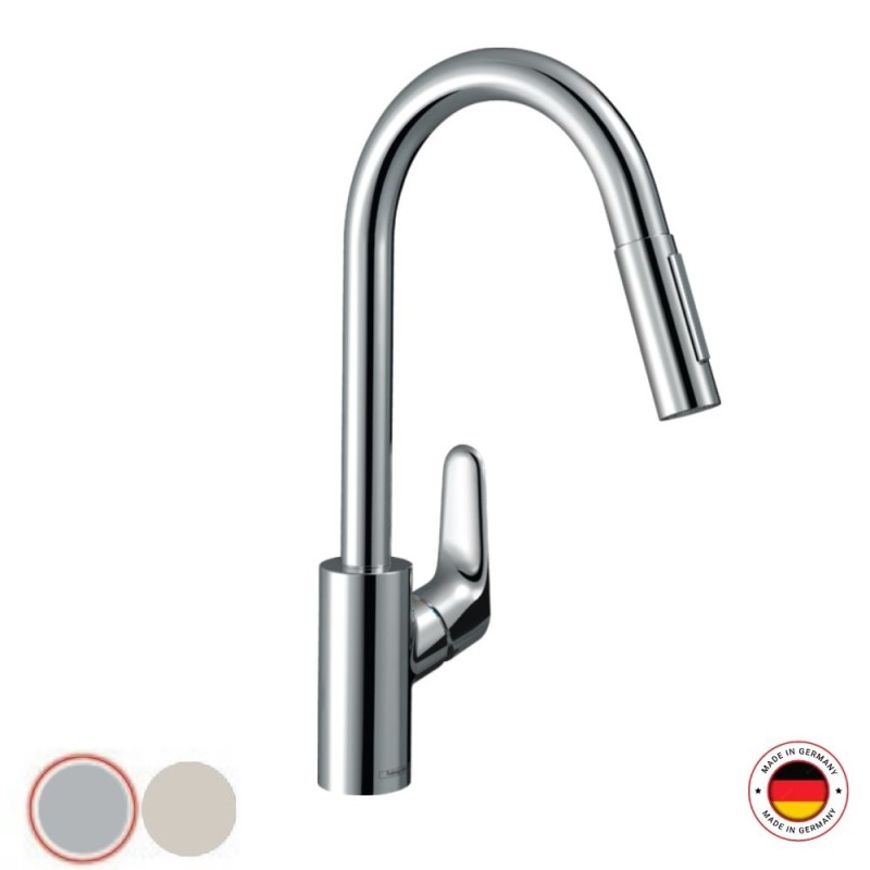 Mitigeur cuisine chromé douchette extractible HANSGROHE Focus M41 240 2 jets sBox