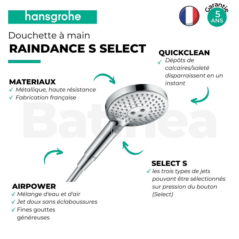 Douchette 3 jets HANSGROHE Raindance Select S 120 PowderRain bronze brossé | Batinea