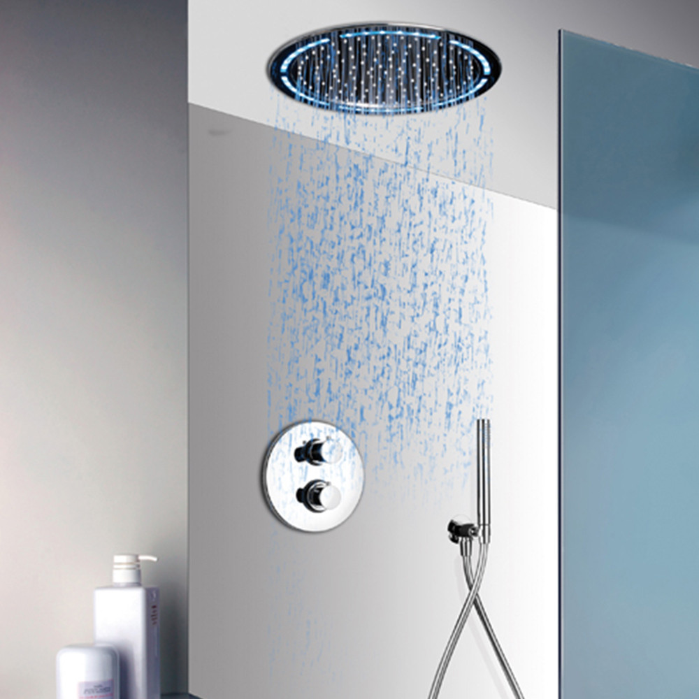 Mitigeur douche encastrable avec ciel de pluie led Paini Rain Light Techno