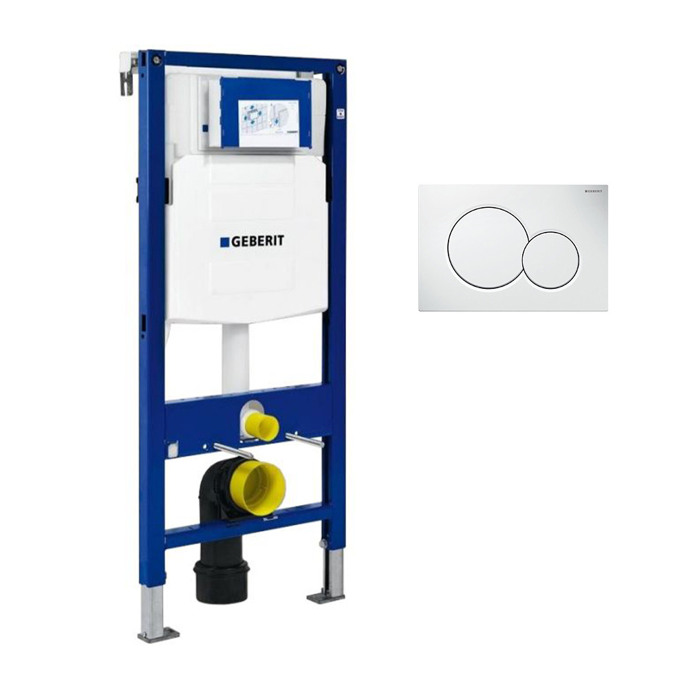 Bati support en applique Geberit Duofix Plus Up320 + Plaque de déclenchement blanche