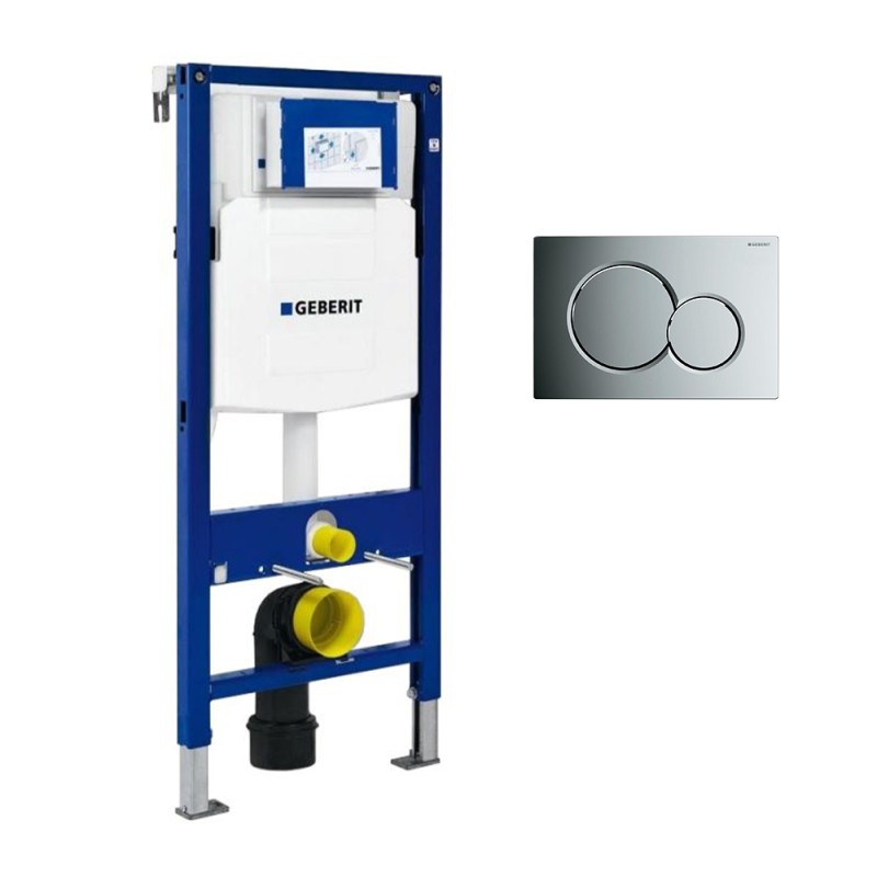 Bati support en applique Geberit Duofix Plus Up320 + Plaque de déclenchement chromée
