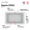 Baignoire Capsule Jacob Delafon 120x80 Blanc avec vidage + Pare bain-douche 