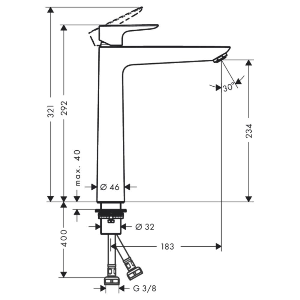 Mitigeur de lavabo 240, sans tirette ni vidage  