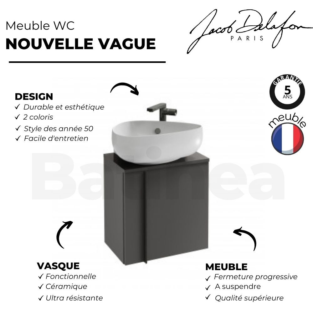 dimensions Meuble et lave-main nouvelle vague jacob delafon 1 porte à droite 45 cm