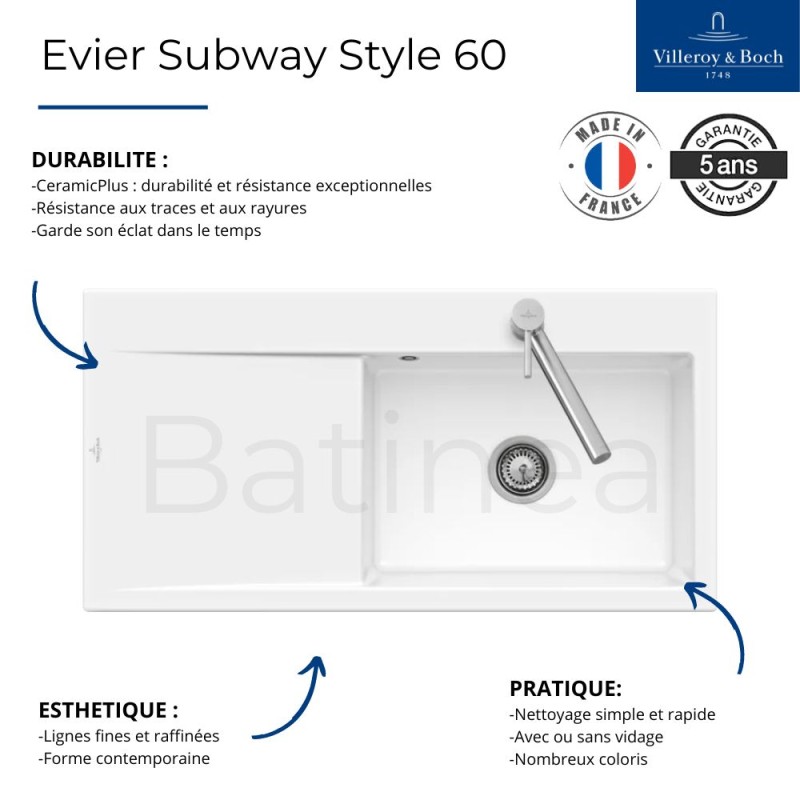 Evier VILLEROY ET BOCH Subway Style 60