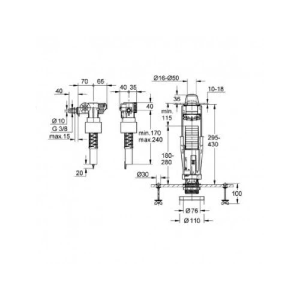 Mecanisme chasse d'eau WC Eco Set Grohe schéma technique