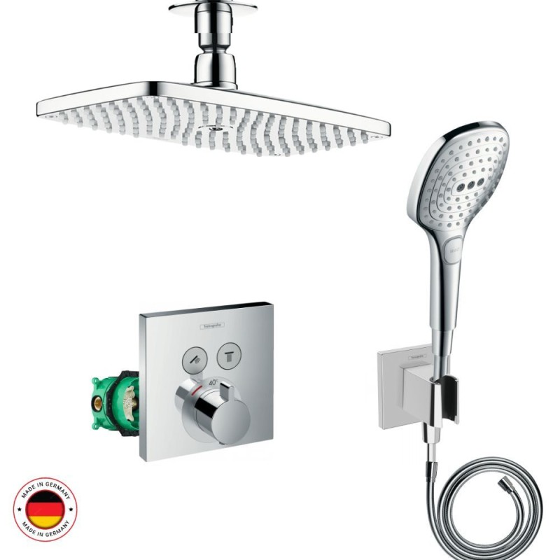 Mitigeur douche encastrable thermostatique HANSGROHE + Douche de tête Raidance E 240 + accessoires