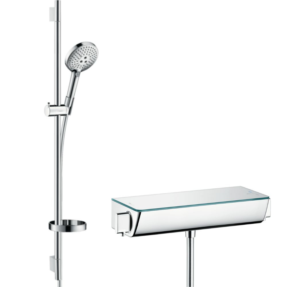 Pack de douche Hansgrohe Raindance 120 3jet + Mitigeur thermostatique douche Hansgrohe Ecostat Select 