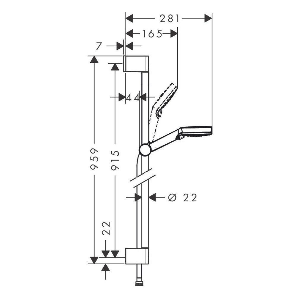 Ensemble de douche HANSGROHE Crometta Vario schéma technique