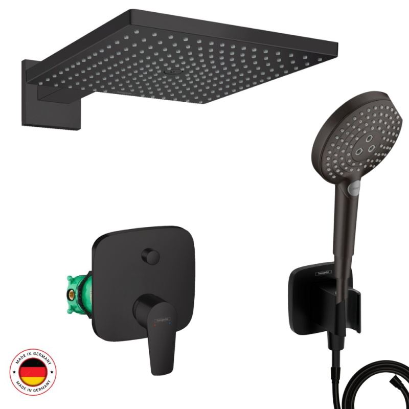 Ensemble robinet douche encastré HANSGROHE noir mat + accessoires