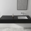 Mitigeur de lavabo encastré mural, bec 207 mm, bonde à écoulement libre noir mat 