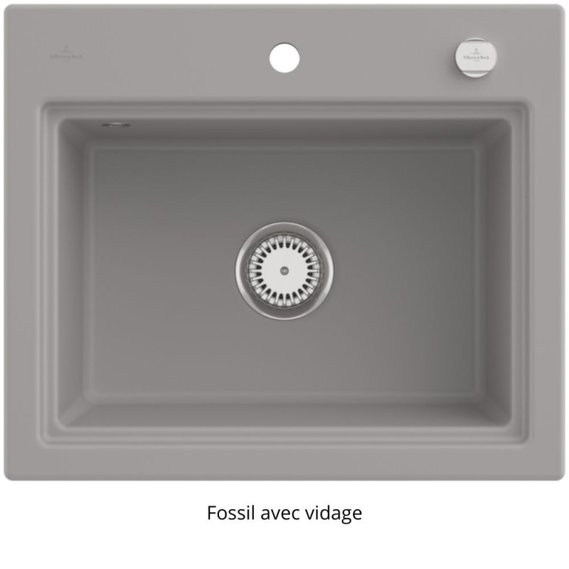 Evier VILLEROY ET BOCH Subway Style 60 S Fossil CeramicPlus finition aluminum brossé 336602KD | Batinea