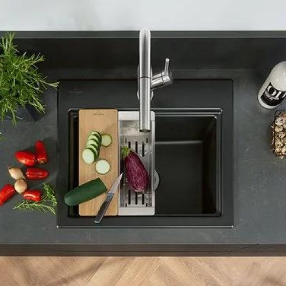 Evier VILLEROY ET BOCH Subway Style 60 S Fossil CeramicPlus finition aluminum brossé 336602KD | Batinea