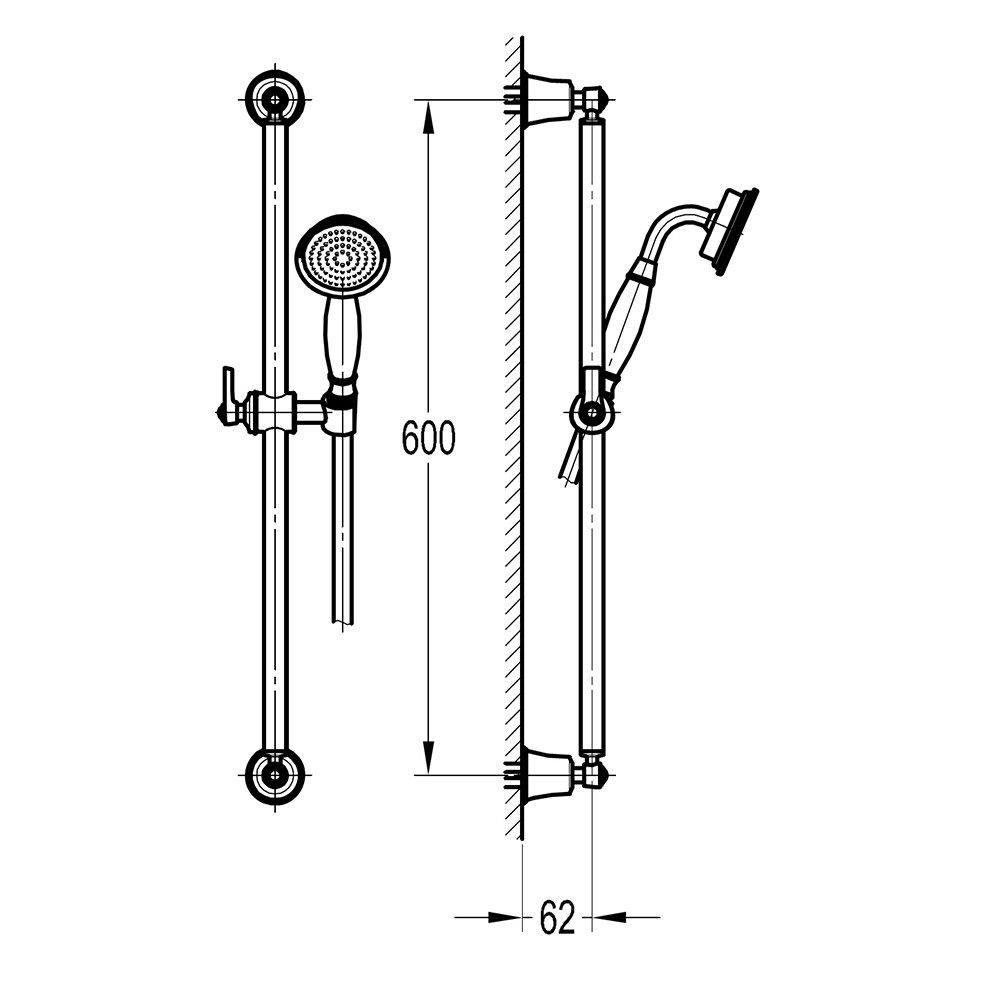 Ensemble de douche PAINI Lady's auburn dimensions
