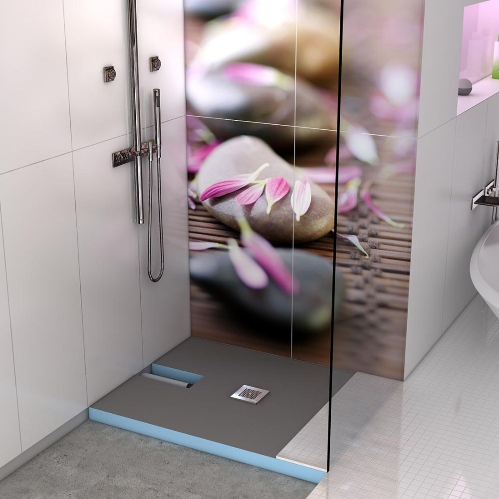 Receveur a carreler 160 x 100 cm Wedi Fundo Plano - écoulement excentré  + kit d'étanchéité